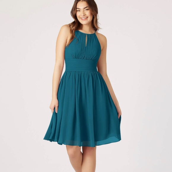 Azazie Dresses & Skirts - AZAZIE SIOBHAN A-Line Pleated Chiffon Knee-Length Dress